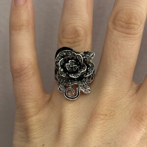 Black Rose Flower Ring